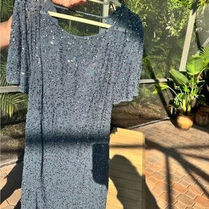 Aidan Mattox Glittering Blue Mini Dress